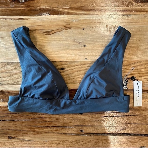 Vitamin A Magnolia V Neck Green Bikini Top 6 Small - Picture 3 of 6